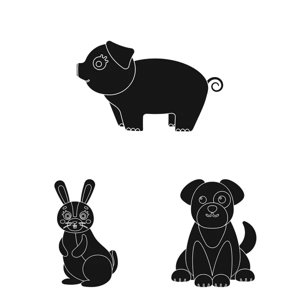 Ilustración vectorial del signo animal y hábitat. Conjunto de animales y animales de granja símbolo para la web . — Archivo Imágenes Vectoriales