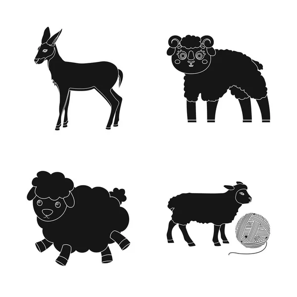Vektorillustration des Schaf- und Ziegensymbols. Sammlung von Schafen und glückliche Vektor-Symbol für Aktien. — Stockvektor