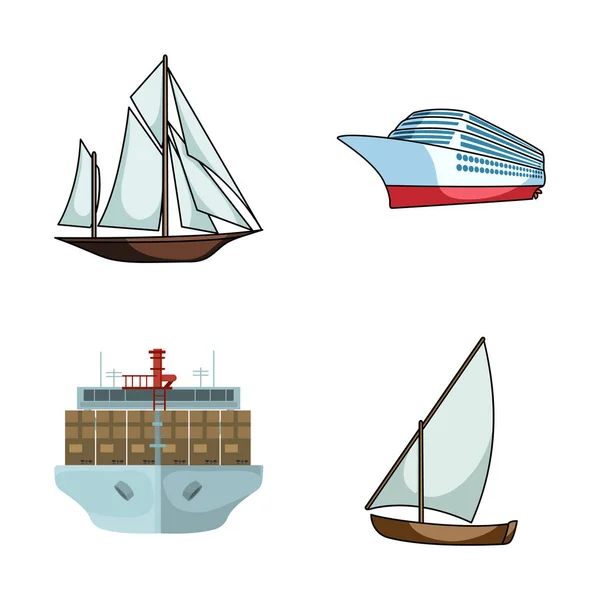 Ilustración vectorial del símbolo de yate y barco. Conjunto de yates y cruceros icono de vectores para stock . — Vector de stock
