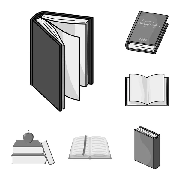 Vektor-Design von Bibliothek und Lehrbuch-Icon. Set von Bibliotheks- und Schulsymbolen für das Web. — Stockvektor