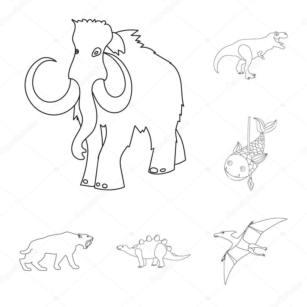 Vector illustration of animal and character sign. Collection of animal and ancient  stock vector illustration.