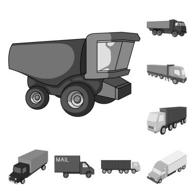 Kamyon ve nakliye logo vektör tasarımı. Kamyon ve konteyner hisse senedi vektör çizim seti.