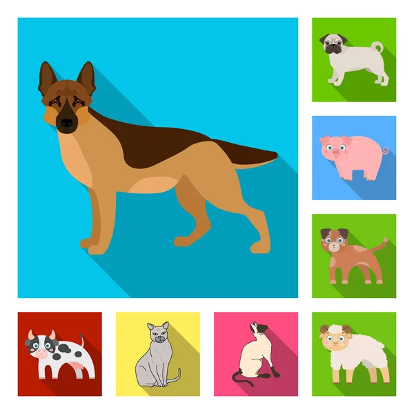 Projeto vetorial do logotipo do animal e do habitat. Conjunto de animal e símbolo de estoque de fazenda para web . — Vetor de Stock