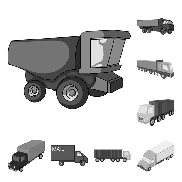 Векторный дизайн грузовика и логотипа доставки. Набор векторных иллюстраций для грузовых автомобилей и контейнеров . — стоковый вектор