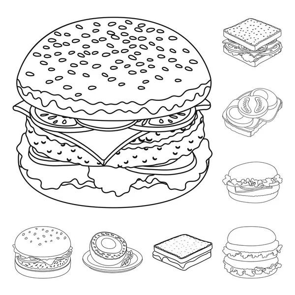 Vektor-Design von Sandwich und Wrap-Zeichen. Sammlung von Sandwich und Lunch Stock Vektor Illustration. — Stockvektor