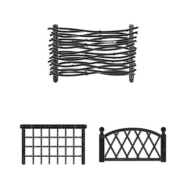 Kapı ve çit sembolü yalıtılmış nesne. Hisse senedi için kapı ve duvar vektör simge topluluğu.