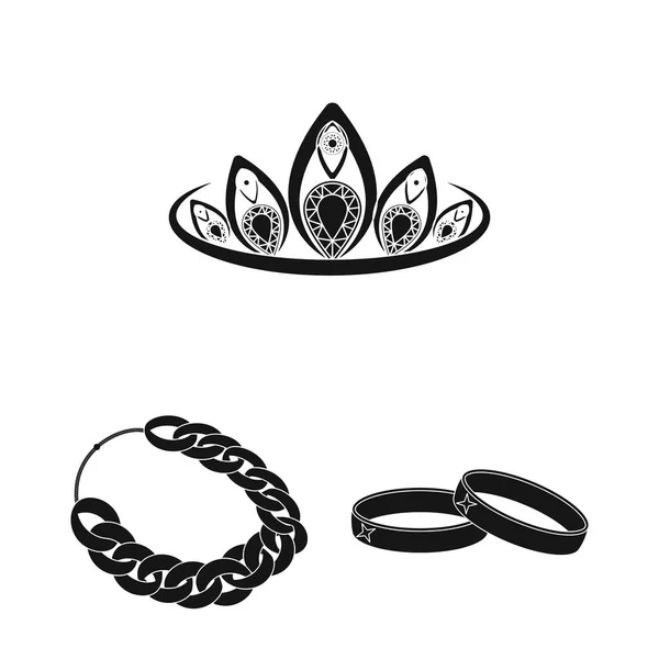 Conception vectorielle de bijoux et logo de collier. Collection de bijoux et pendentif stock symbole pour le web . — Image vectorielle