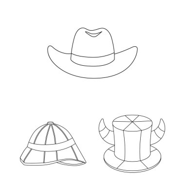 Şapka ve kap simge vektör tasarımı. Web için şapka ve model hisse senedi simgesi kümesi.