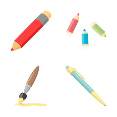 İzole kalem nesne ve sembol keskinleştirmek. Hisse senedi vektör çizim kalem ve renk kümesi.