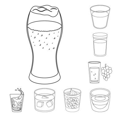 Cam ve şeffaf işareti vektör çizimi. Cam ve boş hisse senedi vektör çizim koleksiyonu.