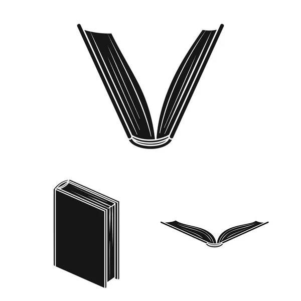 Vektorillustration von Bibliotheks- und Lehrbuchzeichen. Sammlung von Bibliotheks- und Schulbestandsvektorillustrationen. — Stockvektor