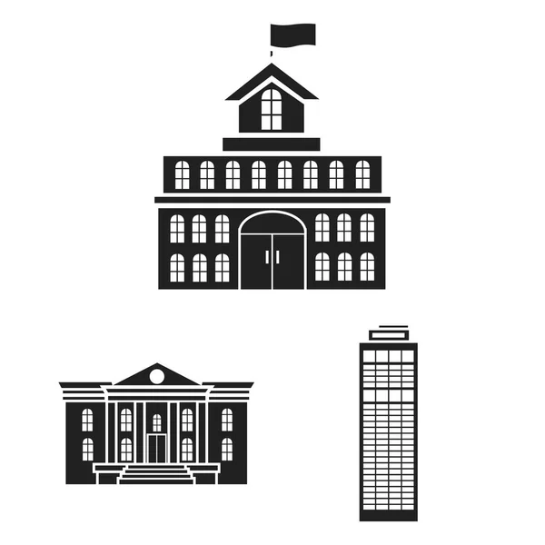 Projeto vetorial de edifício e ícone da cidade. Coleção de edifício e ícone de vetor de negócios para estoque . —  Vetores de Stock