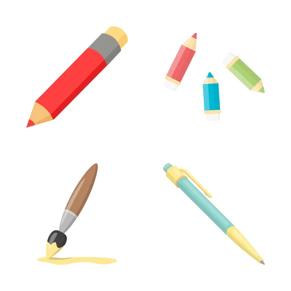 Objeto aislado de lápiz y afilar símbolo. Conjunto de lápiz y color stock vector ilustración . — Vector de stock