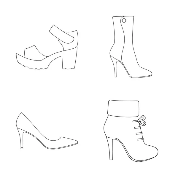 Vector design of heel and high logo. Collection of heel and stiletto stock vector illustration. — Stock Vector