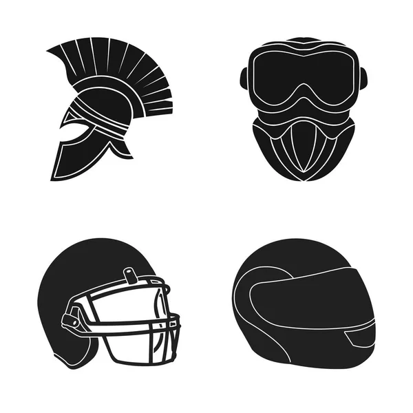 Objet isolé du casque et du symbole sportif. Collection de casque et icône vectorielle moto pour stock . — Image vectorielle