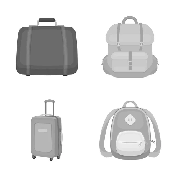 Vector illustration of  and backpack logo. Set of  and pack stock symbol for web. — Stock Vector