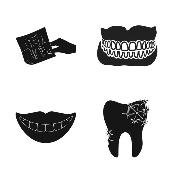 Isolerade objekt av tand och glad logotyp. Samling av tand och tandblekning aktiesymbol för webben. — Stock vektor