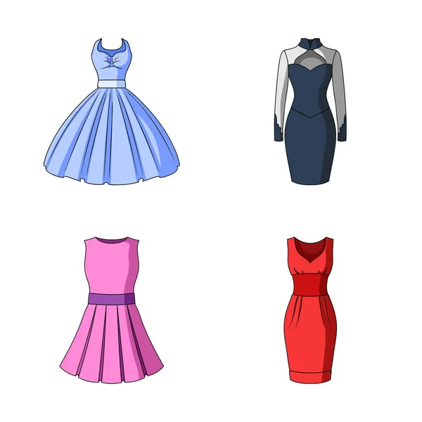 Isolerade objekt av klänning och kläder symbol. Uppsättning av klänning och kvällen vektor ikon för lager. — Stock vektor