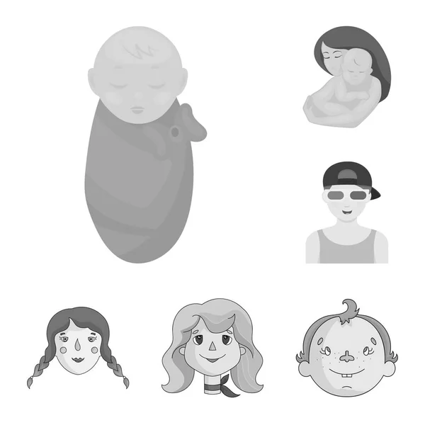 Векторный дизайн иконы девочки и мальчика. Набор векторных иллюстраций для девочек и школьников . — стоковый вектор