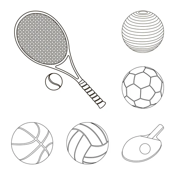 Isoliertes Objekt von Ball und Fußballzeichen. Set von Ball und Basketballstock Symbol für Web. — Stockvektor