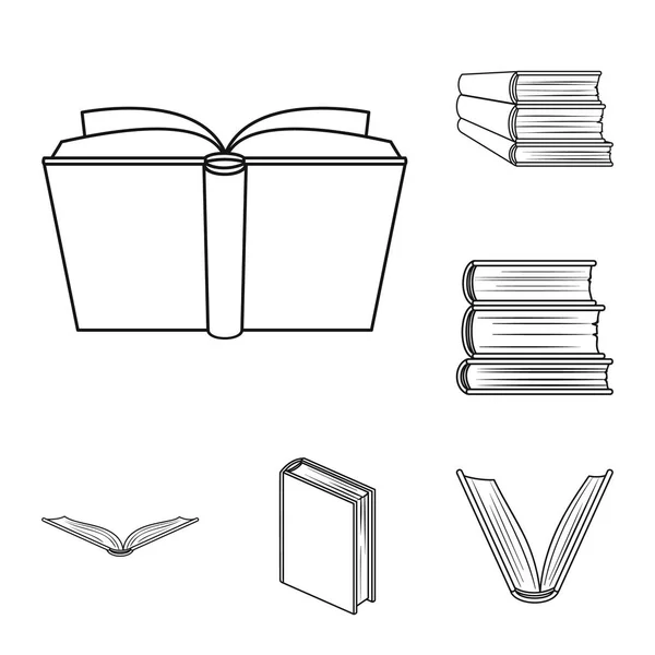 Isolated object of library and textbook logo. Set of library and school vector icon for stock. — Stock Vector