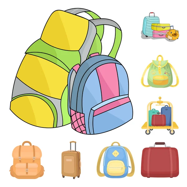 Diseño vectorial e icono de la mochila. Conjunto de y paquete de símbolo de stock para web . — Vector de stock