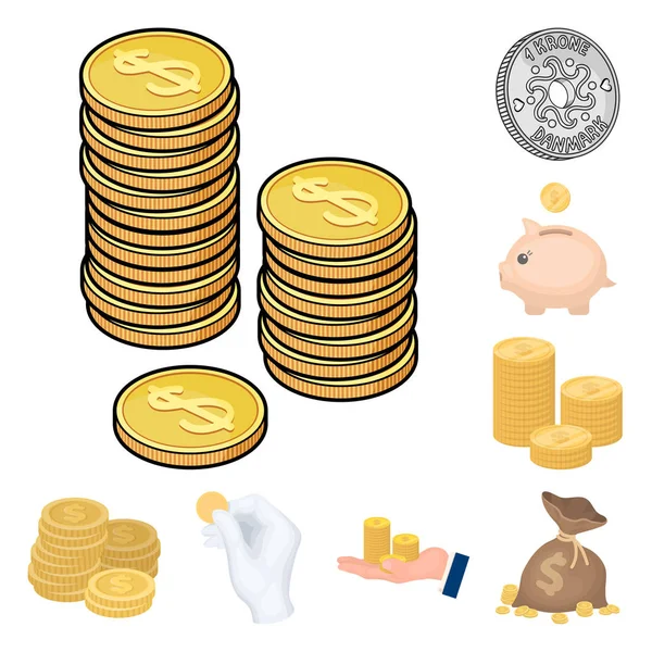 Vector design of coin and treasure sign. Set of coin and money  stock vector illustration. — Stock Vector