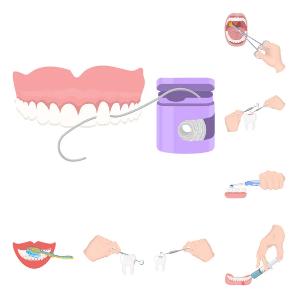 Objet isolé de dent et symbole heureux. Collection de dents et de blanchiment symbole de stock pour la toile . — Image vectorielle