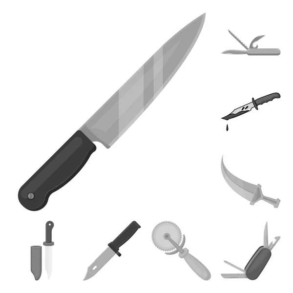 Vektor-Design von Messer und Schnittlogo. Sammlung von Messer- und Flachstock-Vektorillustrationen. — Stockvektor
