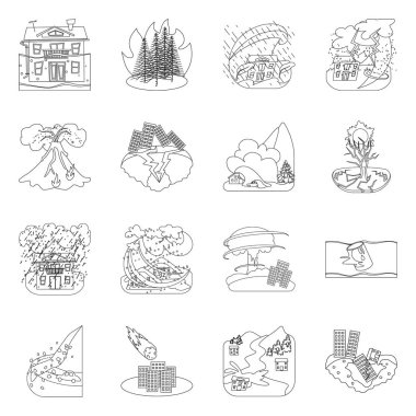 Tufan ve felaket logo vektör tasarımı. Tufan ve kıyamet vektör simgesini hissenin topluluğu.