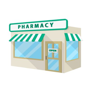 Eczane ve ilaç işareti yalıtılmış nesne. Eczane ve sağlık hisse senedi vektör çizim seti.