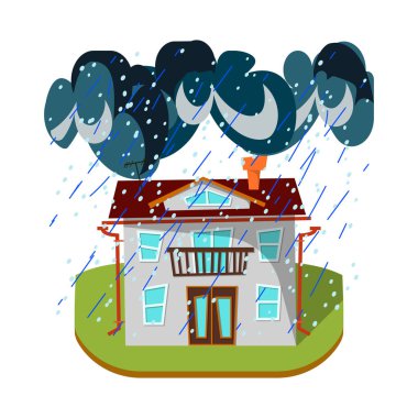 Tufan ve felaket logosu yalıtılmış nesne. Tufan ve kıyamet hisse senedi vektör çizim topluluğu.