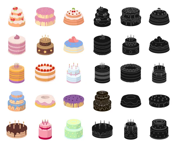 Cake and dessert cartoon, black icons in set collection for design. Векторные векторные символы праздника веб-иллюстрация . — стоковый вектор