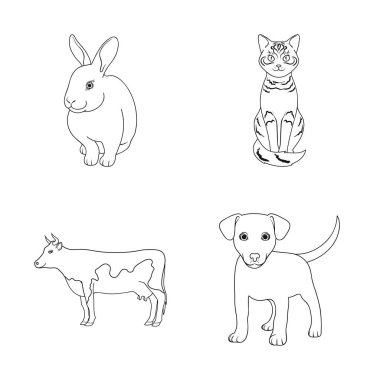 Hayvan ve habitat işareti yalıtılmış nesne. Hisse senedi için hayvan ve çiftlik vektör simge topluluğu.