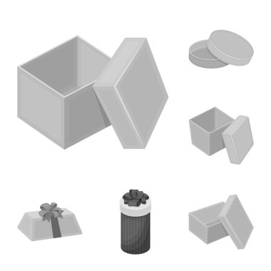 Karton ve teslimat logo vektör Illustration. Karton ve etiket stok vektör çizim seti.