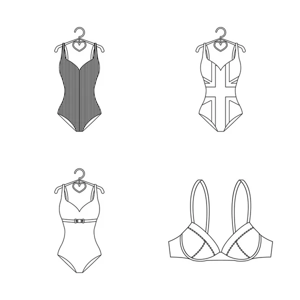 Objeto aislado de bikini e icono de la moda. Conjunto de bikini y traje de baño símbolo de stock para web . — Archivo Imágenes Vectoriales