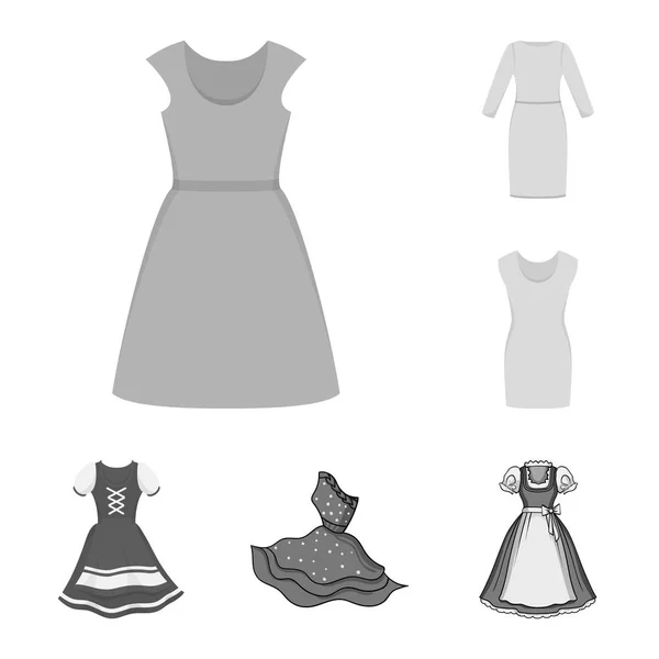 Vectorillustratie van pictogram jurk en kleding. Set jurk en avond voorraad symbool voor web. — Stockvector