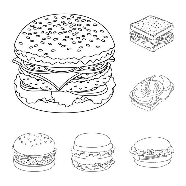 Ilustración vectorial de sándwich y signo de envoltura. Colección de sándwich y almuerzo vector icono para stock . — Vector de stock