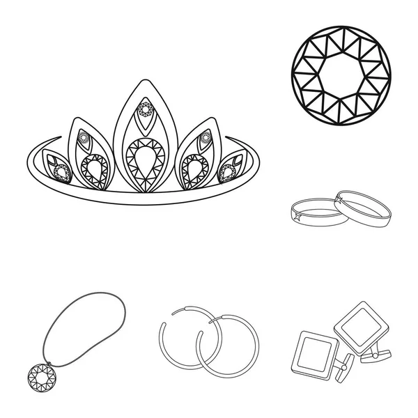 Illustration vectorielle de bijoux et icône de collier. Collection de bijoux et pendentif stock symbole pour le web . — Image vectorielle