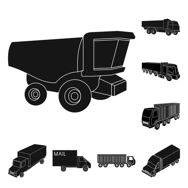 Vektorillustration von LKW und Schiffslogo. Sammlung von LKW- und Container-Lagervektorillustrationen. — Stockvektor