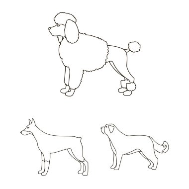 Sevimli vektör çizim ve köpek yavrusu oturum açın. Hisse senedi için şirin ve hayvan vektör simge topluluğu.