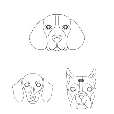 Sevimli vektör çizim ve köpek yavrusu simgesi. Şirin ve hayvan hisse senedi vektör çizim seti.