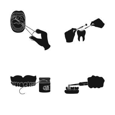 Diş ve mutlu işareti yalıtılmış nesne. Diş ve hisse senedi vektör çizim beyazlatma koleksiyonu.