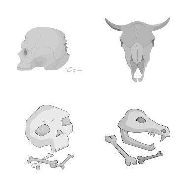 İskelet ve karakter simge vektör Illustration. İskelet ve Cadılar Bayramı hisse senedi vektör çizim topluluğu.