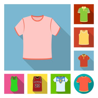 Giysi tasarım vektör ve işareti giymek. Giyim ve hisse senedi için kısa vektör ikon koleksiyonu.