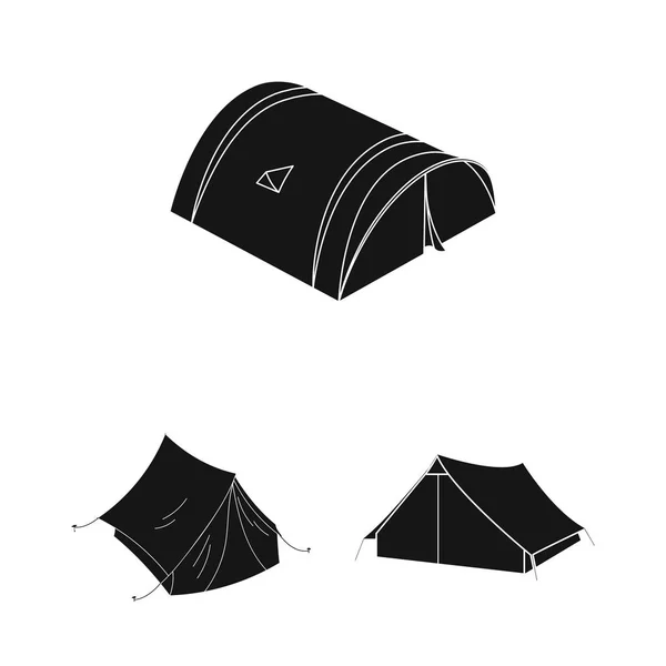 Векторная иллюстрация палатки и кемпинга. Набор тентовых и лесных символов для паутины . — стоковый вектор