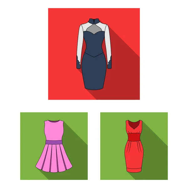 Vektorillustration av klänning och kläder-logotypen. Uppsättning av klänning och kvällen lager vektorillustration. — Stock vektor