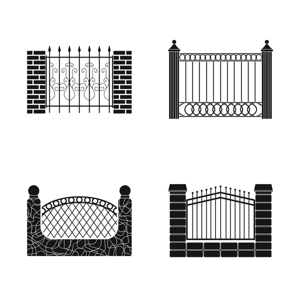 Objeto aislado de la puerta y el símbolo de la cerca. Conjunto de puerta e icono de vector de pared para stock . — Vector de stock