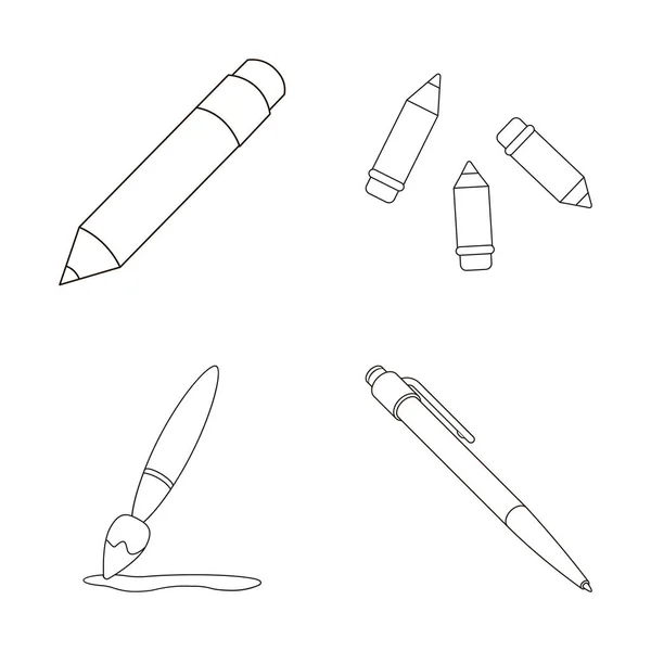 Objeto aislado de lápiz y afilar icono. Conjunto de lápiz y color símbolo de stock para la web . — Vector de stock