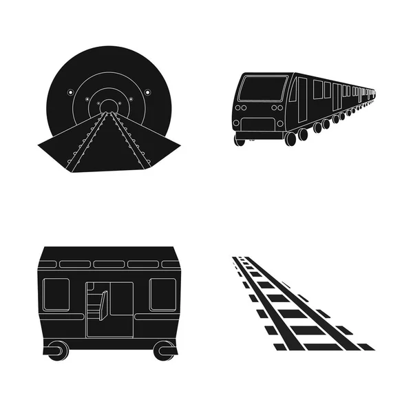 Ilustración vectorial del ferrocarril y el icono del tren. Colección de ilustración de vectores de vías férreas y stock . — Archivo Imágenes Vectoriales